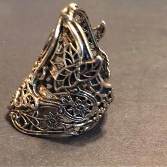 See new listing FolkloricFloralCocktailRingFiligre - Picture 4 of 8